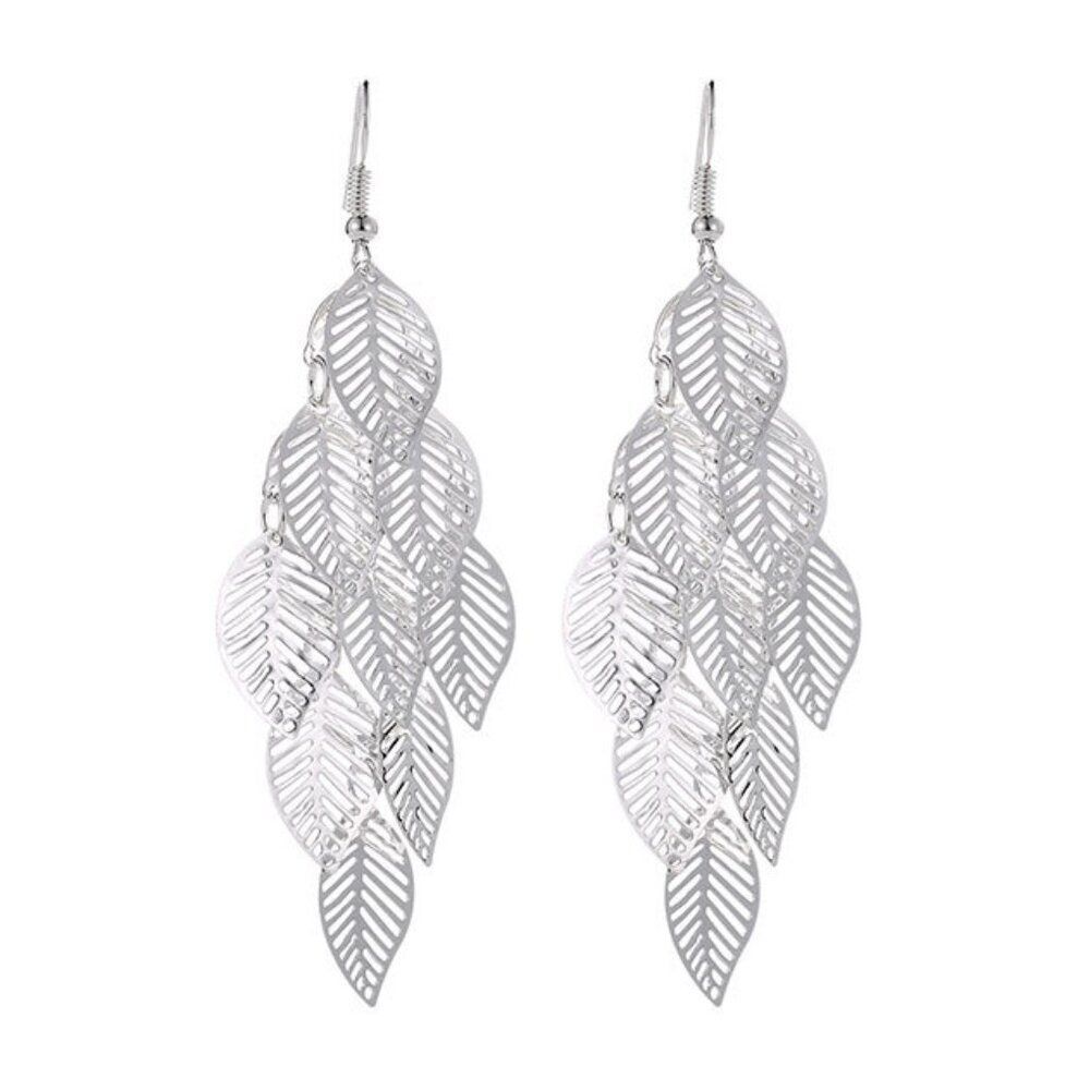 3For$20 Silver Multi-layer Hollow Leaf Earrings